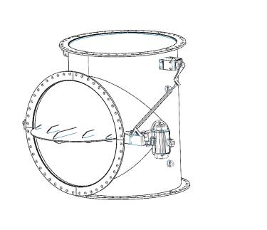 Gas damper valve flanged medium temperature diverter 